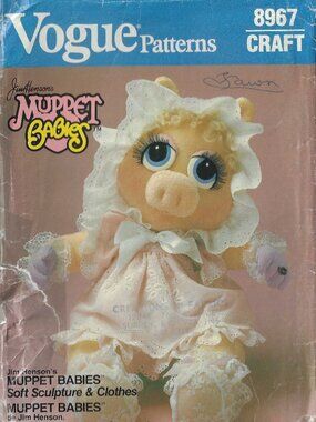 Baby Miss Piggy Vogue Pattern 8967 Jim Henson Muppet Babies